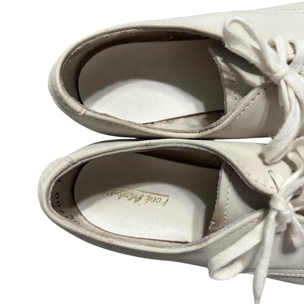 Footmates 12C Boys Cream Leather Saddle Oxford Lace-Up Dress Shoes
